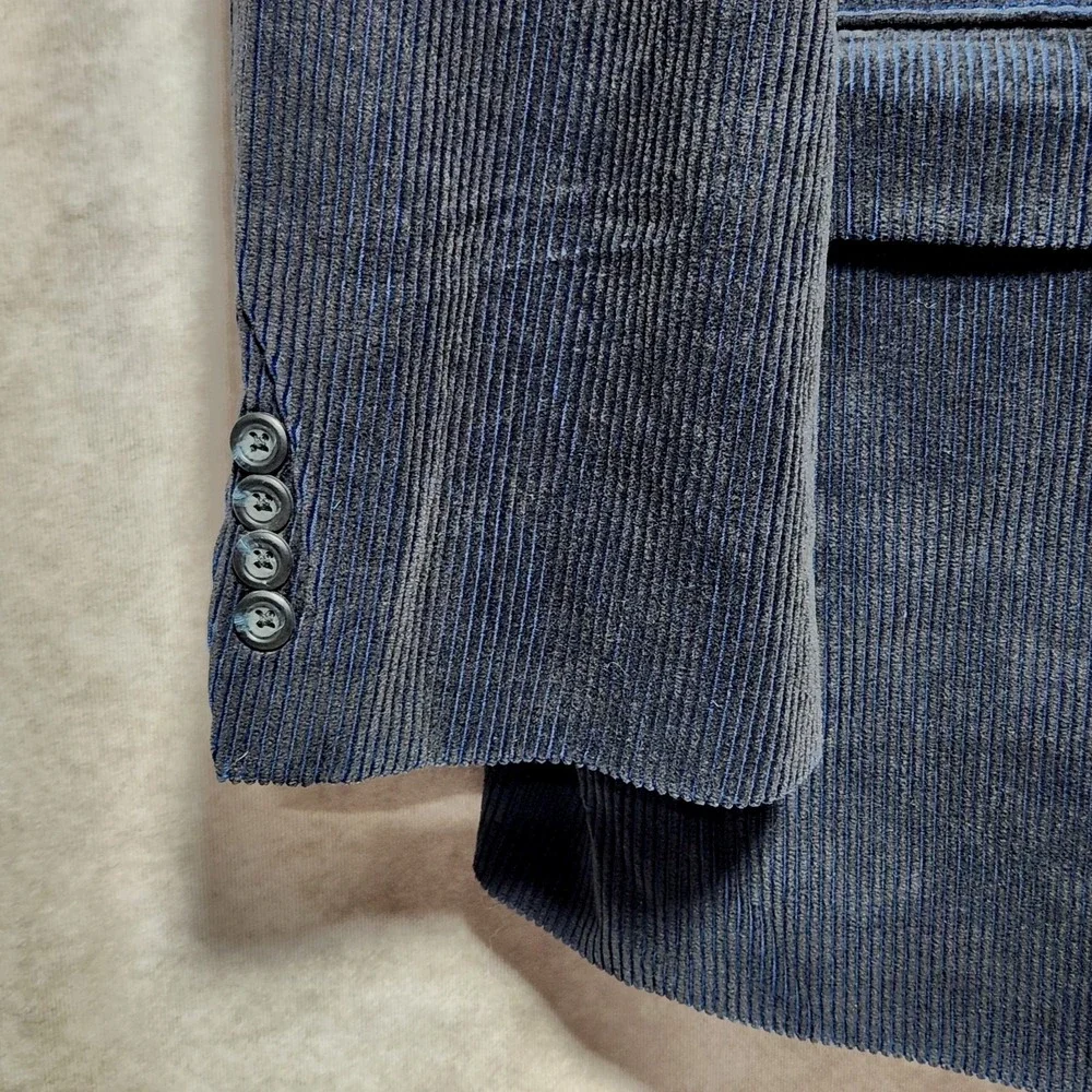 John Nordstrom Corduroy Winter Bamboo sport‎ coat Blazer jacket 48L Navy Blue